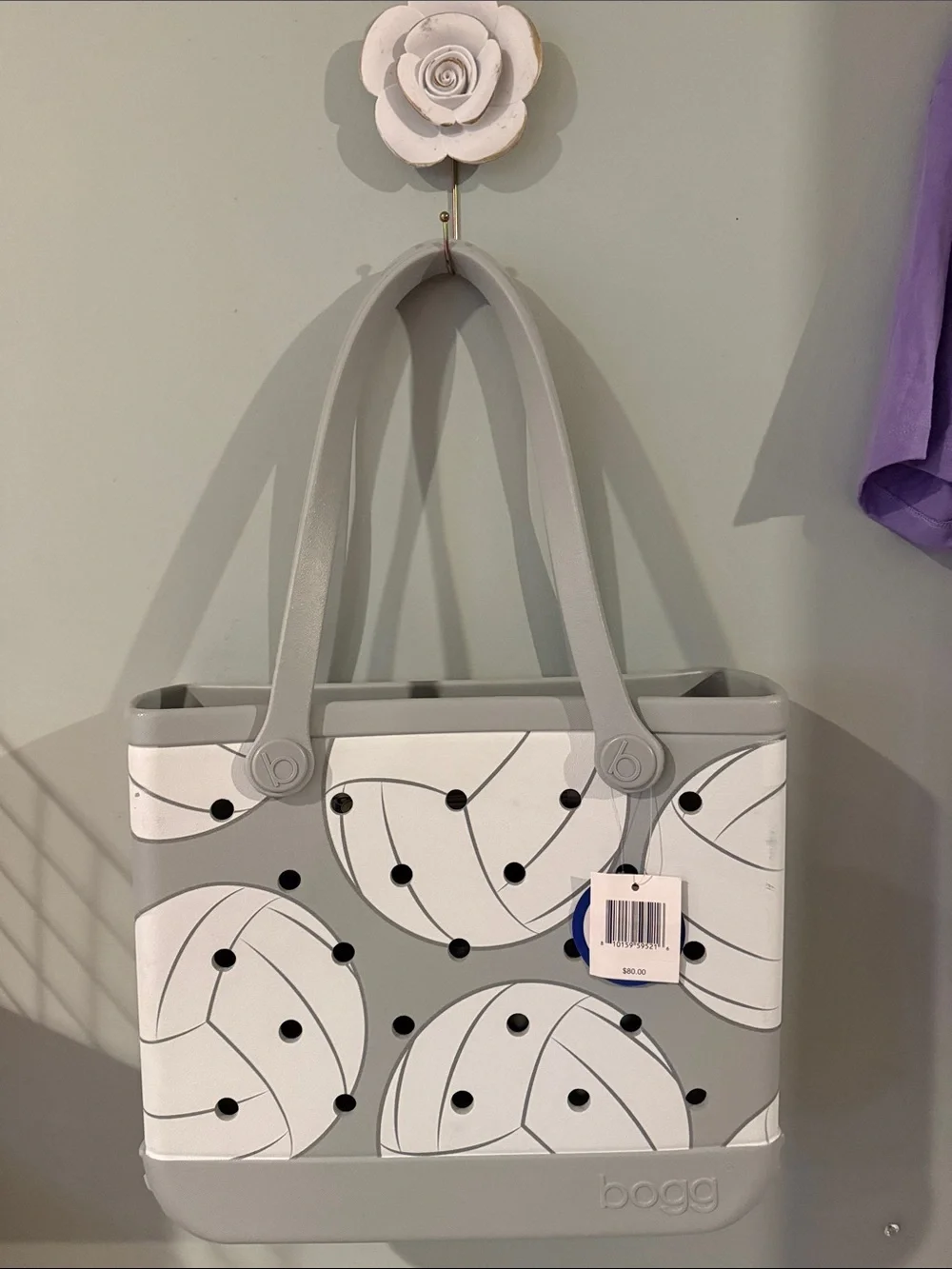 NWT Baby Bogg Bag Volleyball Print Gray & White Tote